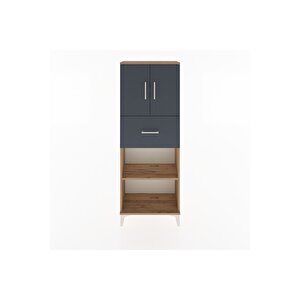 Arges Dolap 3 Raflı Tek Çekmeceli 2 Kapaklı 60x30x163 Çam-antrasit