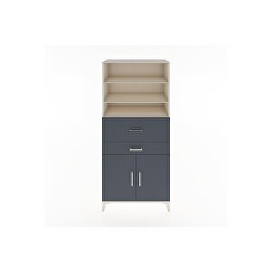 Hyperion Dolap 4 Raflı 2 Çekmeceli 2 Kapaklı 88x44x195 Aytaşı-antrasit