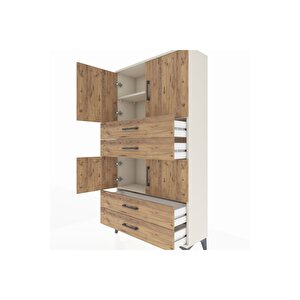 Arges Dolap 3 Raflı 4 Çekmeceli 4 Kapaklı 88x30x163 Aytaşı-çam