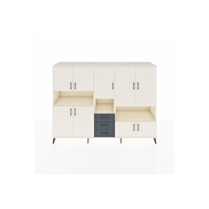 Hyperion Dolap 13 Raflı 3 Çekmeceli 9 Kapaklı 220x44x163 Aytaşı-aytaşı/antrasit