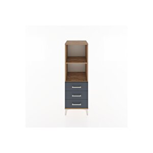 Hyperion Dolap 2 Raflı 3 Çekmeceli 44x44x134 Çam-antrasit