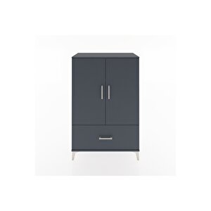 Hyperion Dolap 3 Raflı Tek Çekmeceli 2 Kapaklı 88x44x134 Antrasit-antrasit
