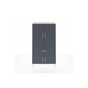 Arges Dolap Tek Raflı Tek Çekmeceli Tek Askılı 88x30x163 Aytaşı-antrasit