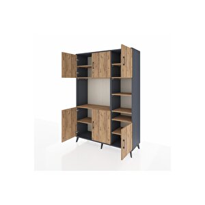 Hyperion Gardrop 10 Raflı 6 Kapaklı 132x44x195 Antrasit-çam