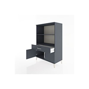 Hyperion Dolap 2 Raflı Tek Çekmeceli 2 Kapaklı 88x44x134 Antrasit-antrasit