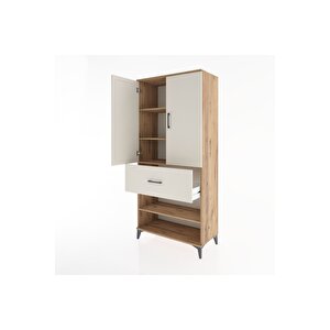 Hyperion Dolap 4 Raflı Tek Çekmeceli 2 Kapaklı 88x44x195 Çam-aytaşı
