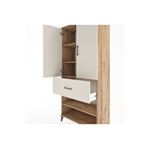 Hyperion Dolap 4 Raflı Tek Çekmeceli 2 Kapaklı 88x44x195 Çam-aytaşı