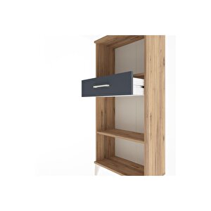 Arges Dolap 2 Raflı Tek Çekmeceli 60x30x134 Çam-antrasit