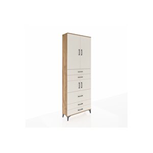Arges Dolap 4 Raflı 5 Çekmeceli 4 Kapaklı 88x30x243 Çam-aytaşı