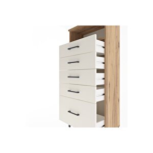Arges Dolap Tek Raflı 5 Çekmeceli 60x30x134 Çam-aytaşı