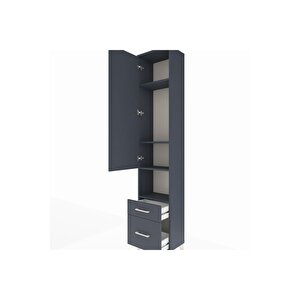 Arges Dolap 4 Raflı 2 Çekmeceli Tek Kapaklı 44x30x221 Antrasit-antrasit