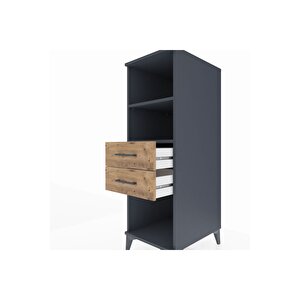 Kronos Dolap 2 Raflı 2 Çekmeceli 44x59x134 Antrasit-çam