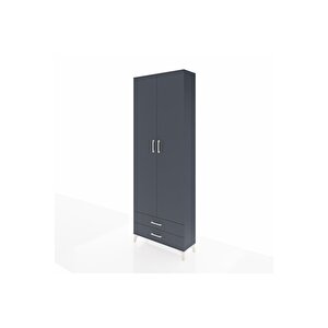 Arges Dolap 5 Raflı 2 Çekmeceli 2 Kapaklı 88x30x243 Antrasit-antrasit