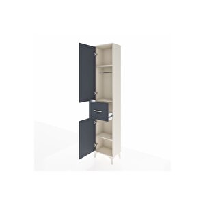 Arges Dolap 3 Raflı Tek Çekmeceli Tek Askılı 44x30x221 Aytaşı-antrasit