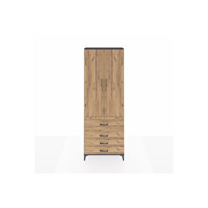 Arges Dolap 3 Raflı 4 Çekmeceli 2 Kapaklı 88x30x243 Antrasit-çam