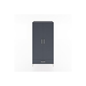 Hyperion Dolap 2 Raflı Tek Çekmeceli Tek Askılı 88x44x182 Antrasit-antrasit