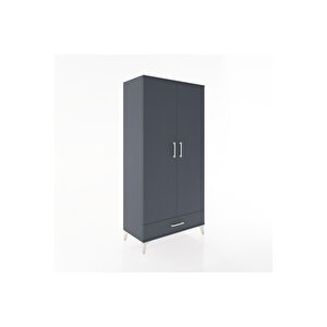 Hyperion Dolap 2 Raflı Tek Çekmeceli Tek Askılı 88x44x182 Antrasit-antrasit