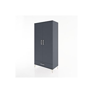 Hyperion Dolap 2 Raflı Tek Çekmeceli Tek Askılı 88x44x182 Antrasit-antrasit