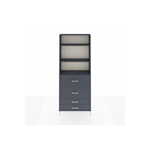 Arges Dolap 3 Raflı 4 Çekmeceli 88x30x221 Antrasit-antrasit