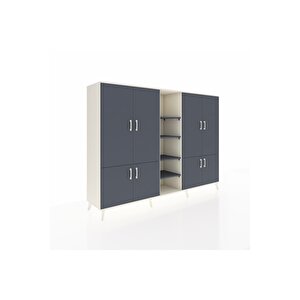 Hyperion Dolap 14 Raflı 8 Kapaklı 220x44x163 Aytaşı-antrasit
