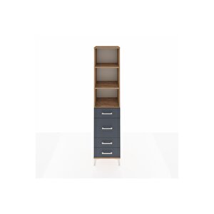 Hyperion Dolap 3 Raflı 4 Çekmeceli 44x44x195 Çam-antrasit