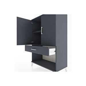 Hyperion Dolap 2 Raflı Tek Çekmeceli 2 Kapaklı 88x44x134 Antrasit-antrasit