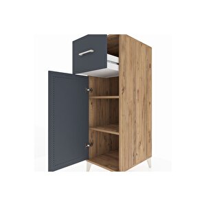 Kronos Dolap 2 Raflı Tek Çekmeceli Tek Kapaklı 44x59x134 Çam-antrasit