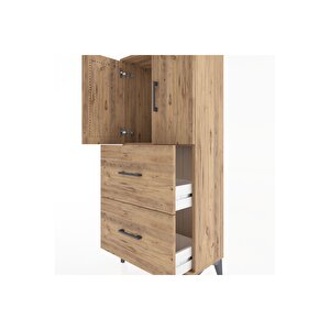 Hyperion Dolap Tek Raflı 2 Çekmeceli 2 Kapaklı 60x44x134 Çam-çam