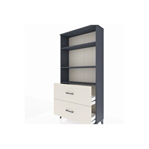 Arges Dolap 3 Raflı 2 Çekmeceli 88x30x182 Antrasit-aytaşı