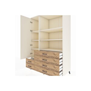 Kronos Dolap 7 Raflı 6 Çekmeceli Tek Kapaklı  132x59x195 Aytaşı-aytaşı/çam