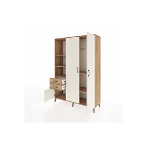 Hyperion Dolap 5 Raflı 2 Çekmeceli Tek Askılı 132x44x195 Çam-aytaşı/çam