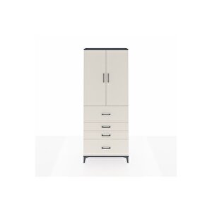 Arges Dolap 2 Raflı 4 Çekmeceli 2 Kapaklı 88x30x221 Antrasit-aytaşı
