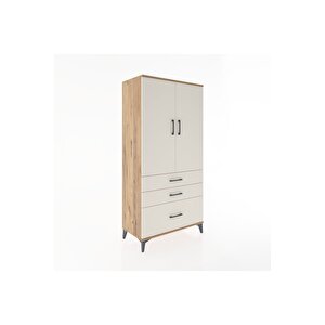 Hyperion Dolap 2 Raflı 3 Çekmeceli 2 Kapaklı 88x44x182 Çam-aytaşı