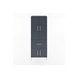 Hyperion Dolap 3 Raflı Tek Çekmeceli 4 Kapaklı 60x44x163 Antrasit-antrasit