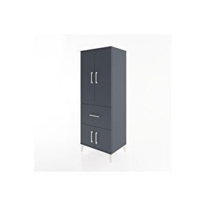 Hyperion Dolap 3 Raflı Tek Çekmeceli 4 Kapaklı 60x44x163 Antrasit-antrasit