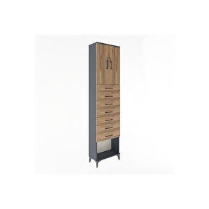 Arges Dolap 2 Raflı 7 Çekmeceli 2 Kapaklı 60x30x243 Antrasit-çam