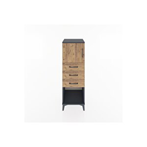 Hyperion Dolap Tek Raflı 3 Çekmeceli Tek Kapaklı 44x44x134 Antrasit-çam