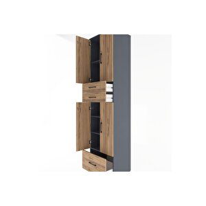 Hyperion Dolap 5 Raflı 3 Çekmeceli 4 Kapaklı 60x44x243 Antrasit-çam
