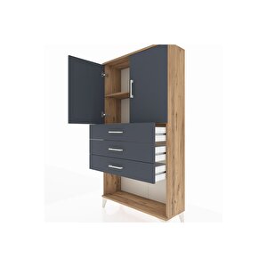 Arges Dolap 2 Raflı 3 Çekmeceli 2 Kapaklı 88x30x163 Çam-antrasit