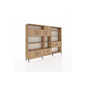 Arges Dolap 13 Raflı 3 Çekmeceli 5 Kapaklı 220x30x163 Çam-çam