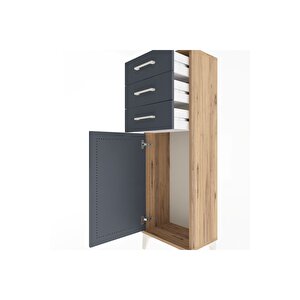 Arges Dolap 3 Çekmeceli Tek Kapaklı 44x30x134 Çam-antrasit