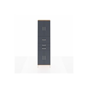 Arges Dolap 3 Raflı 3 Çekmeceli 4 Kapaklı 60x30x221 Çam-antrasit