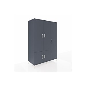 Kronos Dolap 7 Raflı 5 Kapaklı Tek Askılı 132x59x195 Antrasit-antrasit/antrasit