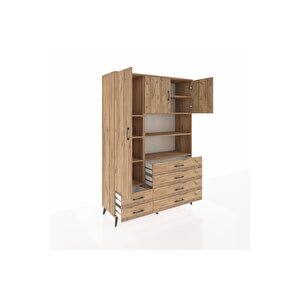 Hyperion Gardrop 8 Raflı 6 Çekmeceli 3 Kapaklı 132x44x195 Çam-çam