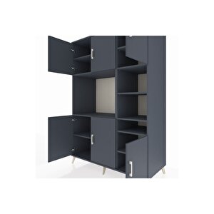 Kronos Dolap 10 Raflı 6 Kapaklı 132x59x195 Antrasit-antrasit/antrasit