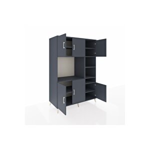 Kronos Dolap 10 Raflı 6 Kapaklı 132x59x195 Antrasit-antrasit/antrasit