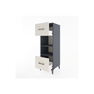 Hyperion Dolap 2 Raflı 2 Çekmeceli 44x44x134 Antrasit-aytaşı