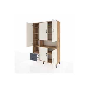 Hyperion Dolap 10 Raflı 2 Çekmeceli 5 Kapaklı 132x44x195 Çam-aytaşı/antrasit