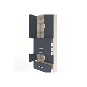 Arges Dolap 4 Raflı 4 Çekmeceli 4 Kapaklı 88x30x243 Aytaşı-antrasit