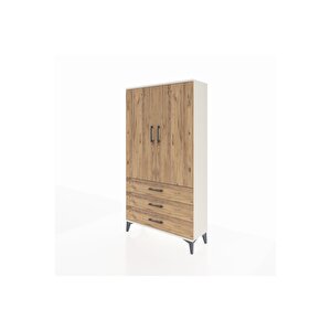 Arges Dolap Tek Raflı 3 Çekmeceli Tek Askılı 88x30x163 Aytaşı-çam